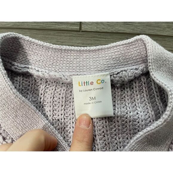 Little Co Girls 3 Months Lauren Conrad Waffle Cardigan Button Up Lavendar - Picture 4 of 4